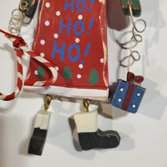 Painted rustic Wood wire Dangly Santa wings Star Candy Cane Present Ornament - Picture 7 of 10